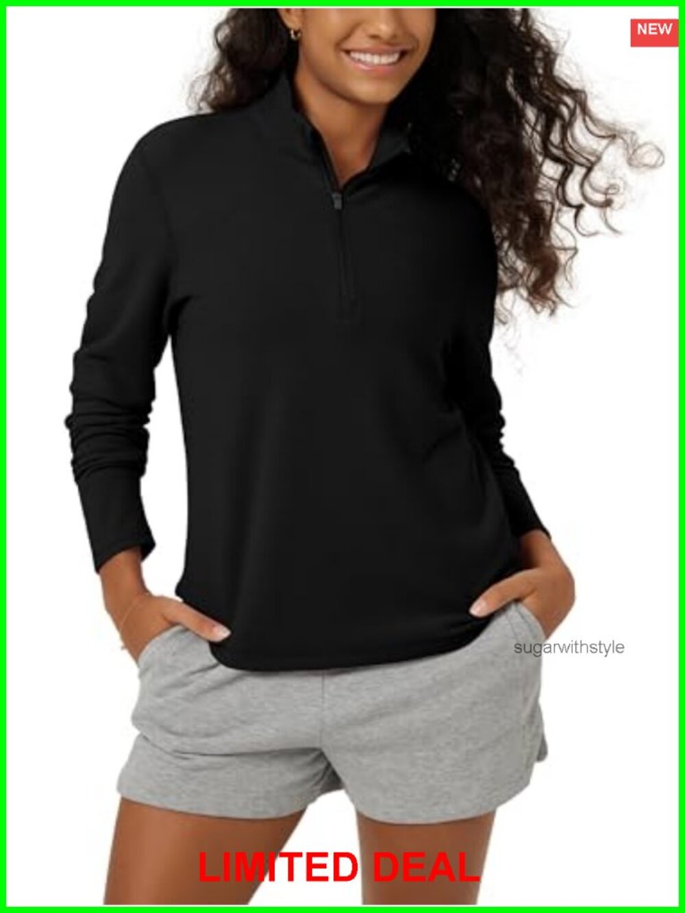 Women's Stretch Fleece Half-Zip Sweatshirt Mock Neck Long Sleeve Pullover